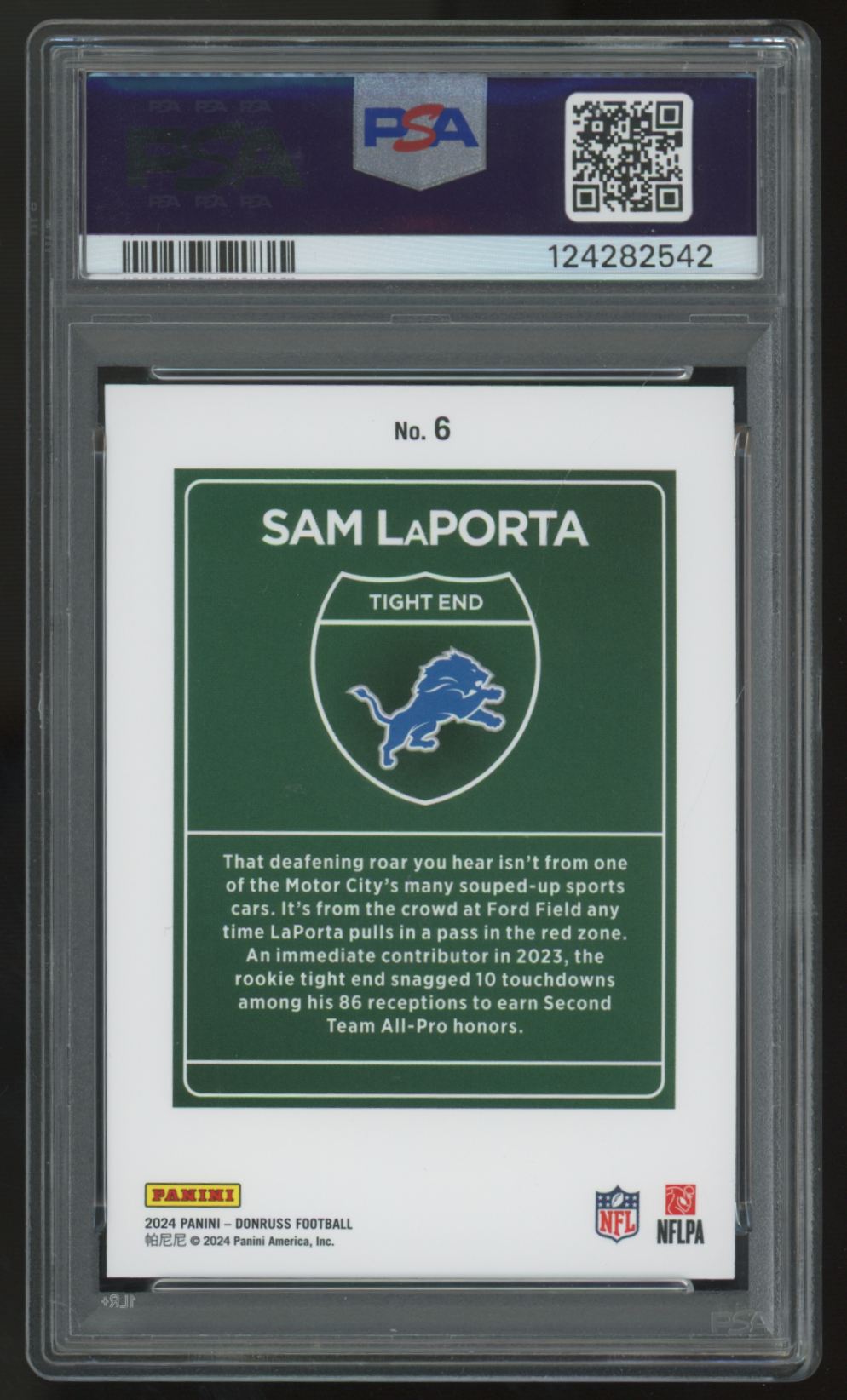 2024 Panini Donruss Sam LaPorta Downtown SSP #6 PSA 10