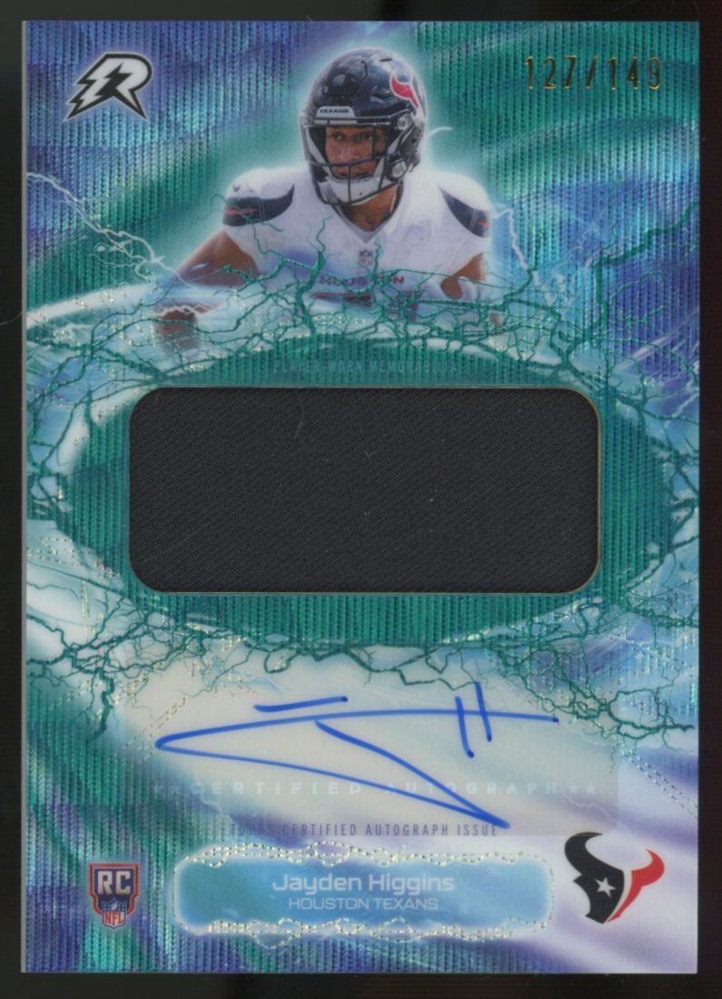 2025 Topps Resurgence Jayden Higgins RC Radial Teal Surge Patch Auto RPA /149
