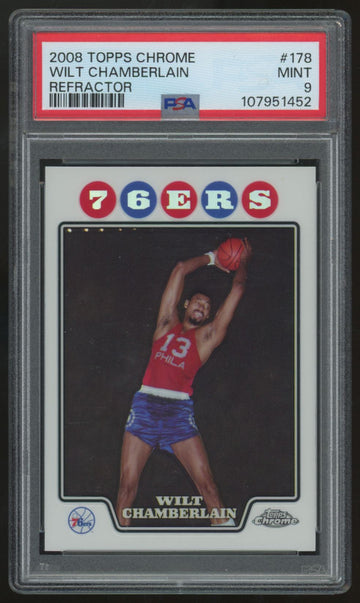 2008-09 Topps Chrome Wilt Chamberlain Refractor #178 PSA 9