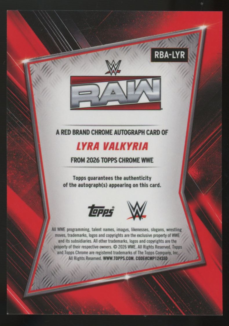 2026 Topps Chrome WWE Lyra Valkyria Blue Red Brand Auto /150 #RBA-LYR