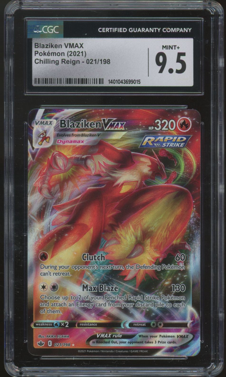 2021 Pokemon Blaziken VMAX Chilling Reign Holo #021 CGC 9.5