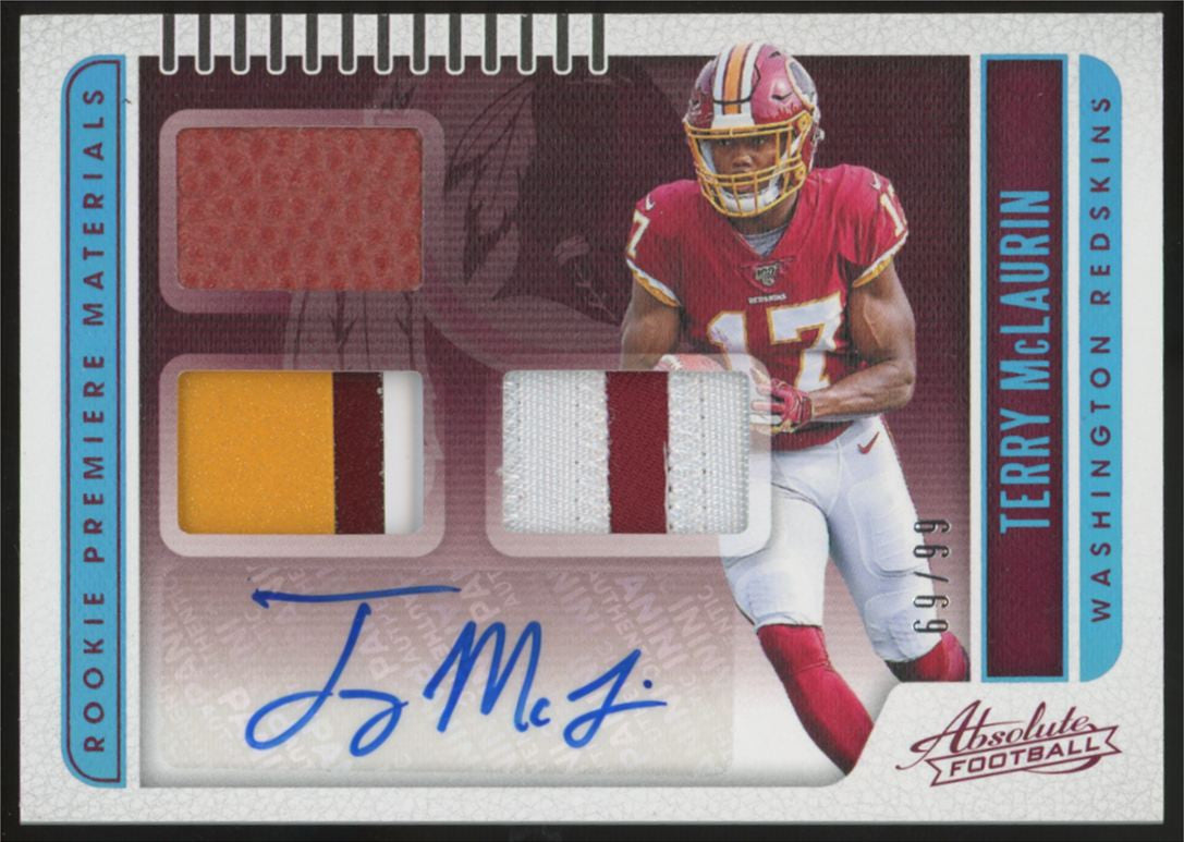 2019 Panini Absolute Terry McLaurin RC Premier Patch Auto RPA /99 #238