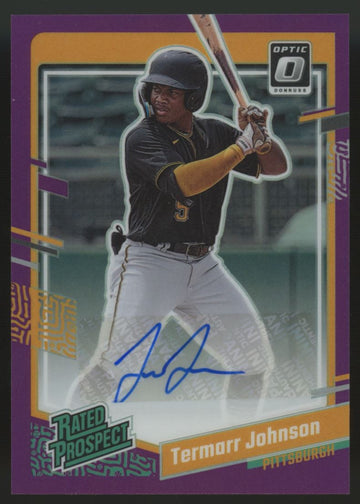 2023 Donruss Optic Termarr Johnson Rated Prospect Auto Purple /25 #RPS-TJ