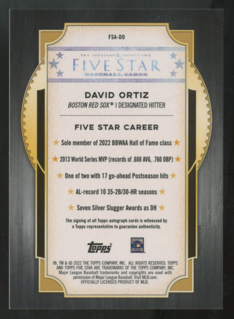 2022 Topps Five Star David Ortiz Orange Auto /5 #FSA-DO