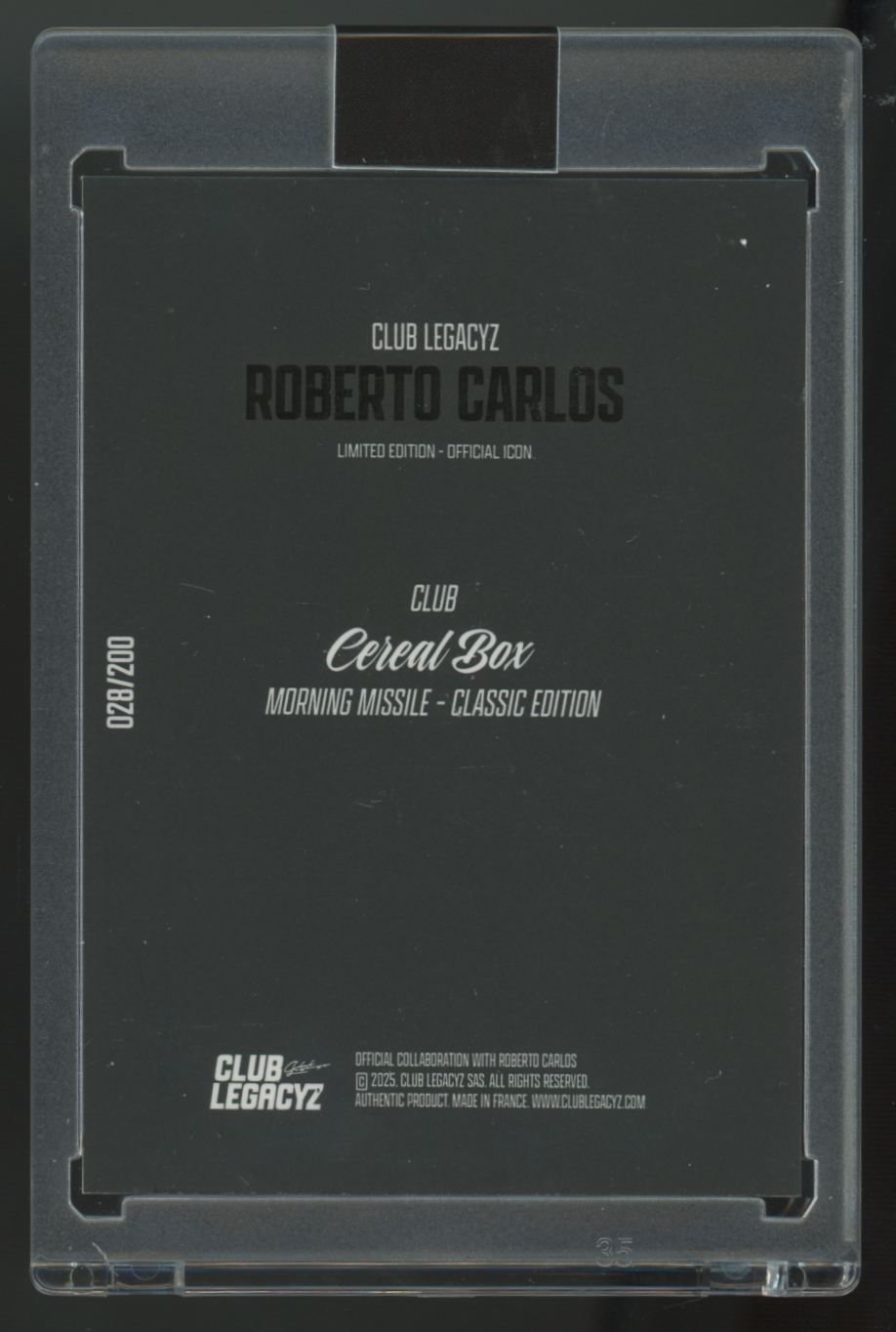 2025 Club Legacyz Roberto Carlos Cereal Box Morning Missile Classic /200