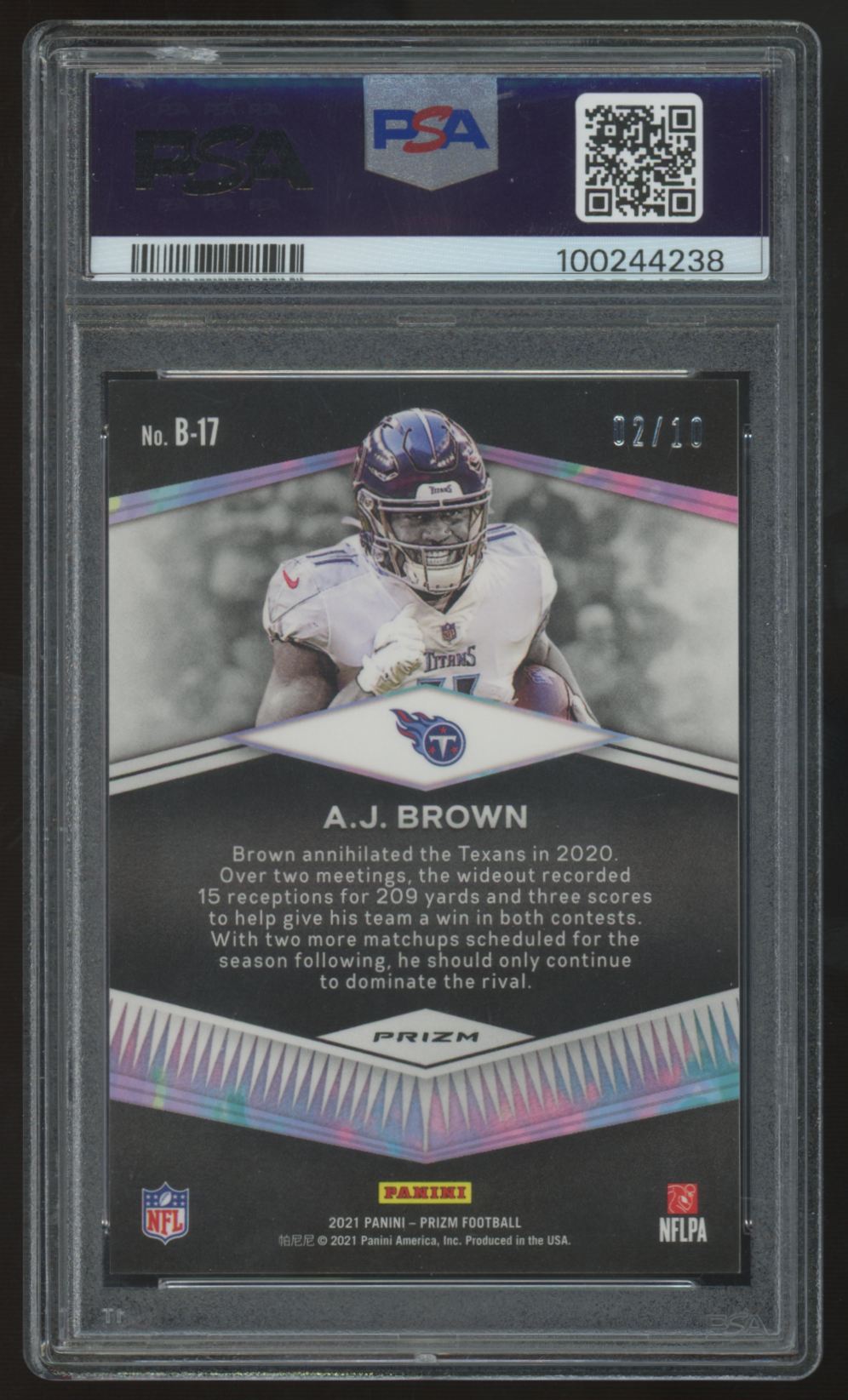 2021 Panini Prizm A.J. Brown Brilliance Gold /10 #B-17 PSA 9