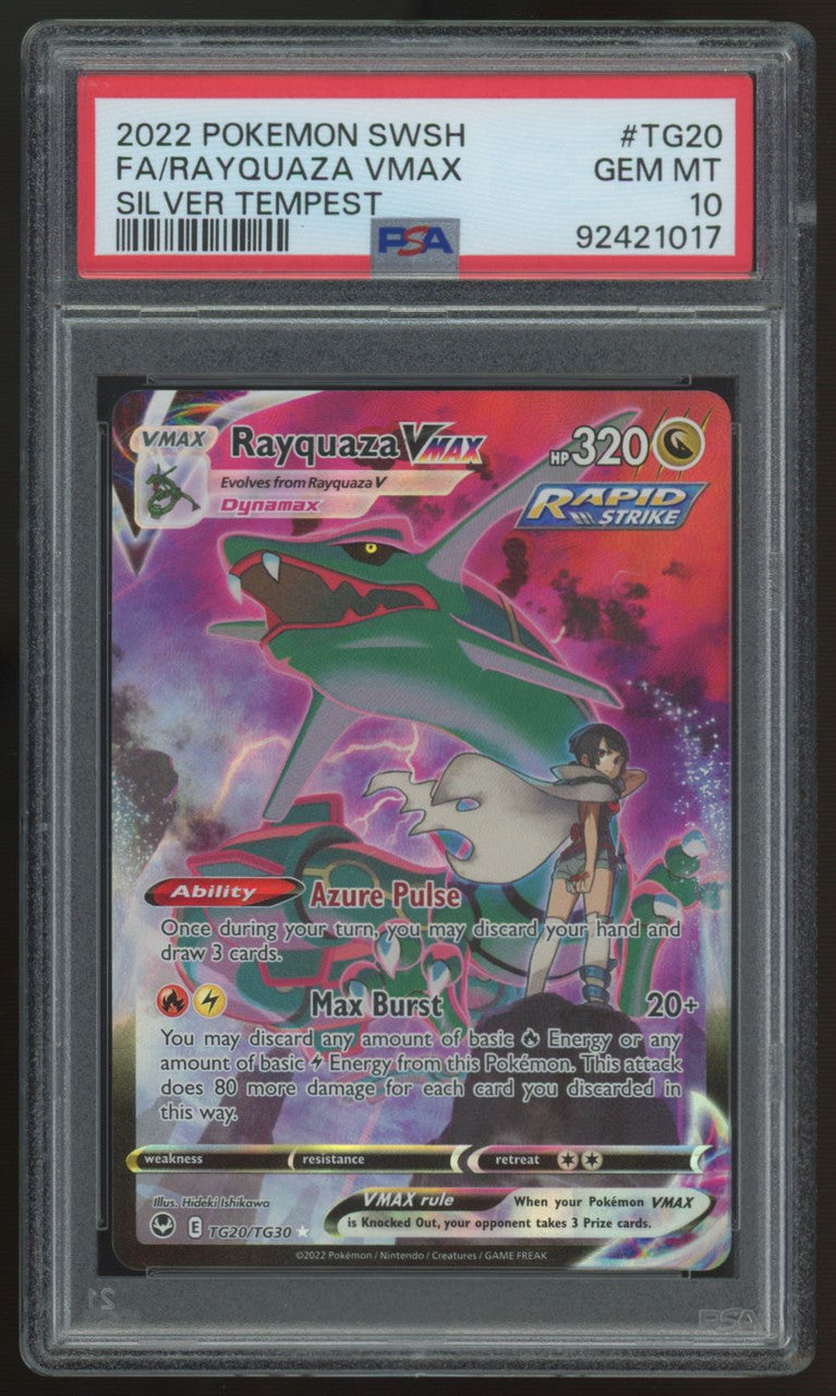 2022 Pokemon Rayquaza VMAX Silver Tempest Full Art #TG20 PSA 10 (B)
