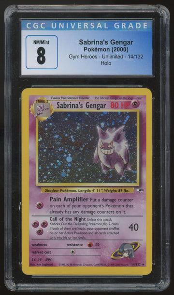 2000 Pokemon Sabrina's Gengar Gym Heroes Unlimited Holo #14 CGC 8