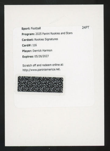 2025 Panini Rookies & Stars Derrick Harmon RC Rookie Auto Redemption #116