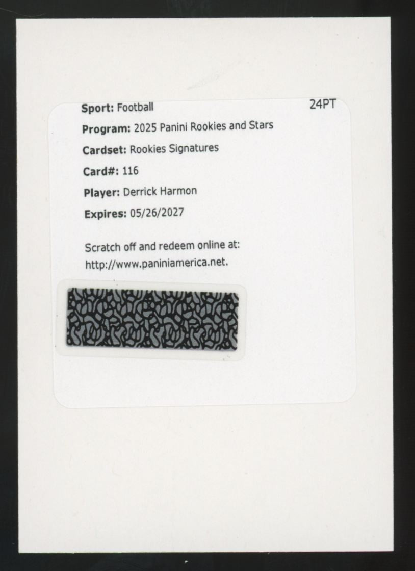 2025 Panini Rookies & Stars Derrick Harmon RC Rookie Auto Redemption #116