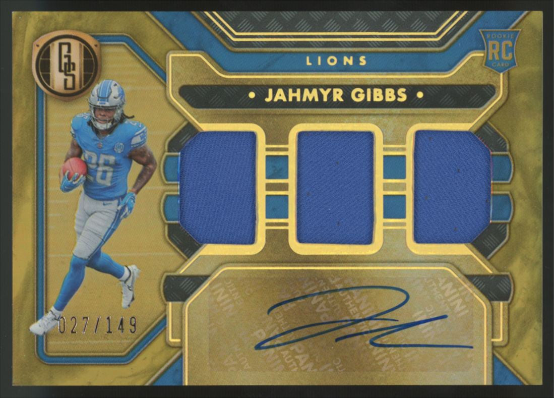 2023 Gold Standard Jahmyr Gibbs RC Triple Patch Auto RPA /149 #280