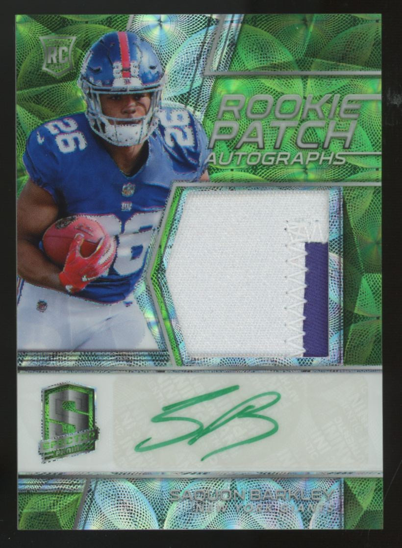 2018 Panini Spectra Saquon Barkley RC Neon Green Patch Auto RPA /60 #206