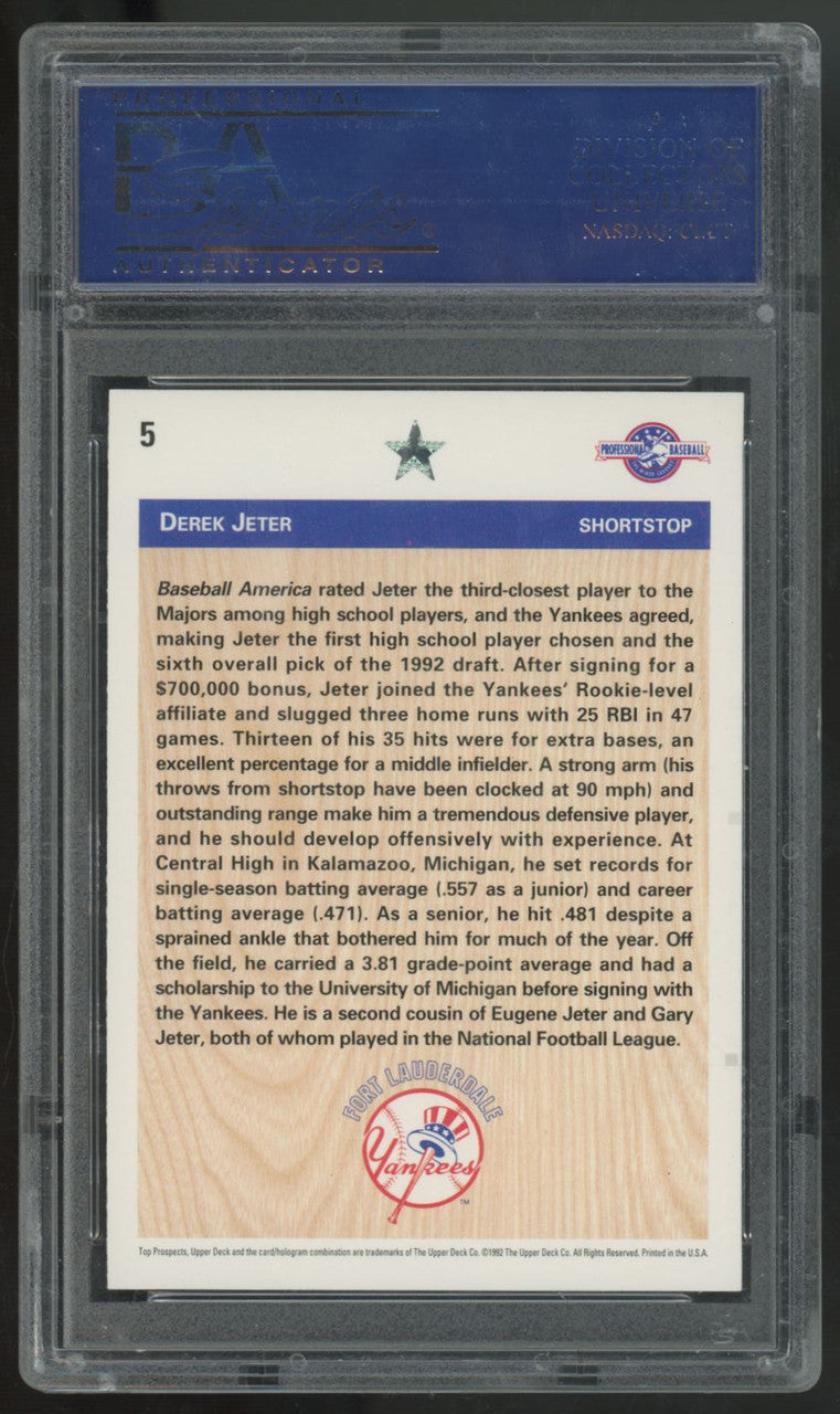 1992 Upper Deck Minor League Derek Jeter Draft Pick #5 PSA 9