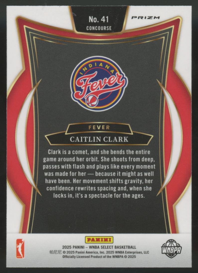 2025 Panini Select WNBA Caitlin Clark Concourse Silver Party Prizm #41