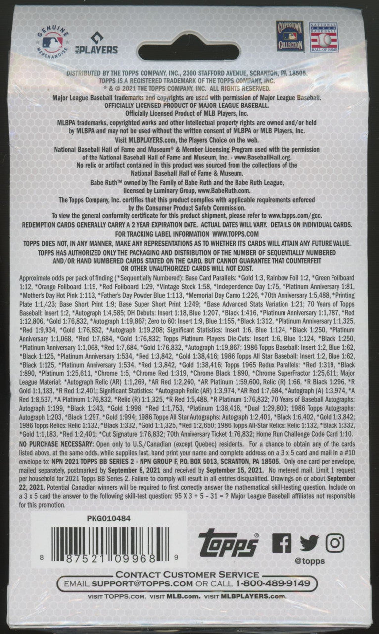 2021 Topps Baseball Series 2 Hanger Box Factory Sealed