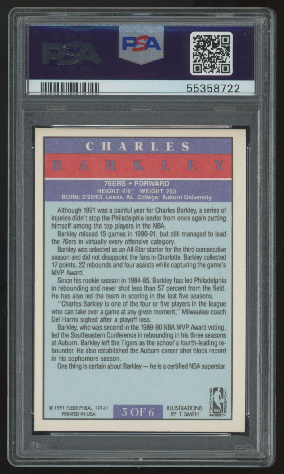 1991-92 Fleer Pro-Visions Charles Barkley #3 PSA 9