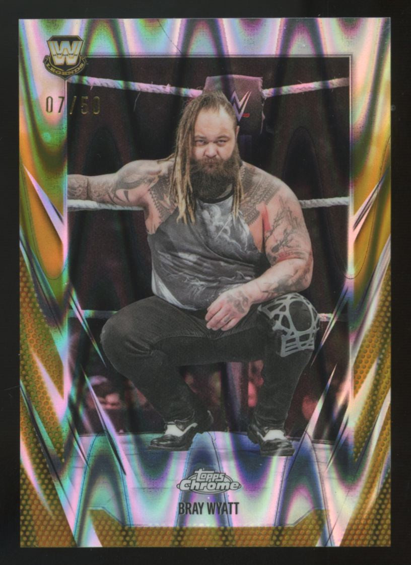 2025 Topps Chrome WWE Bray Wyatt Gold RayWave Refractor /50 #76