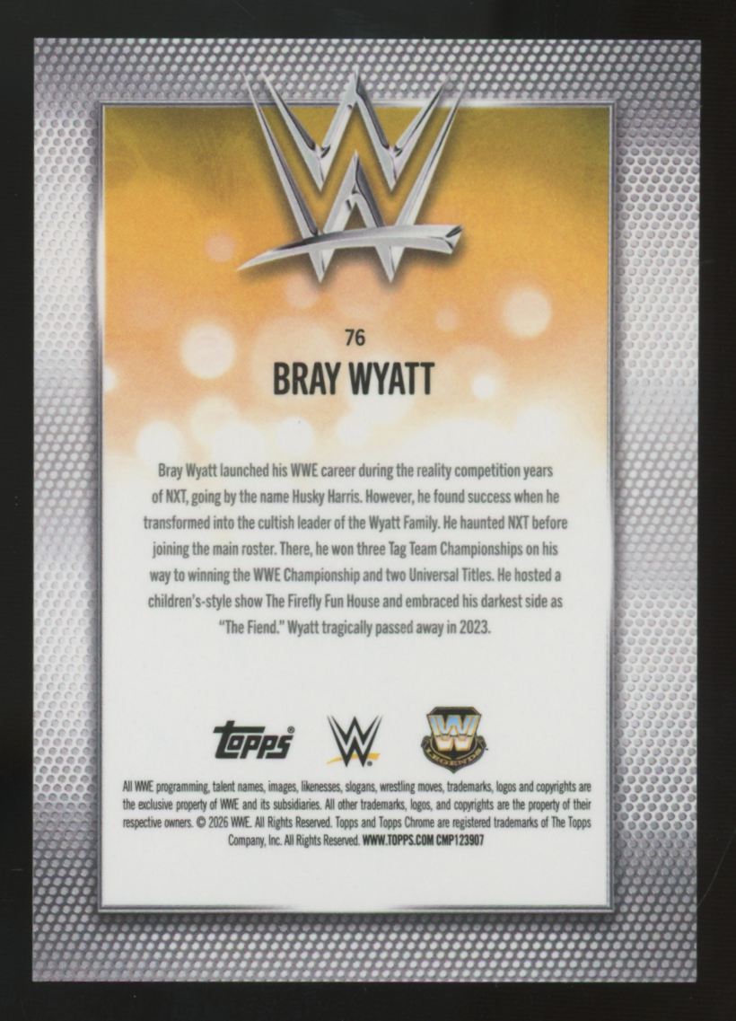 2025 Topps Chrome WWE Bray Wyatt Gold RayWave Refractor /50 #76