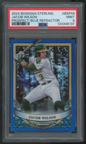2024 Bowman Sterling Jacob Wilson Prospect Blue Refractor /25 #BSP-48 PSA 9