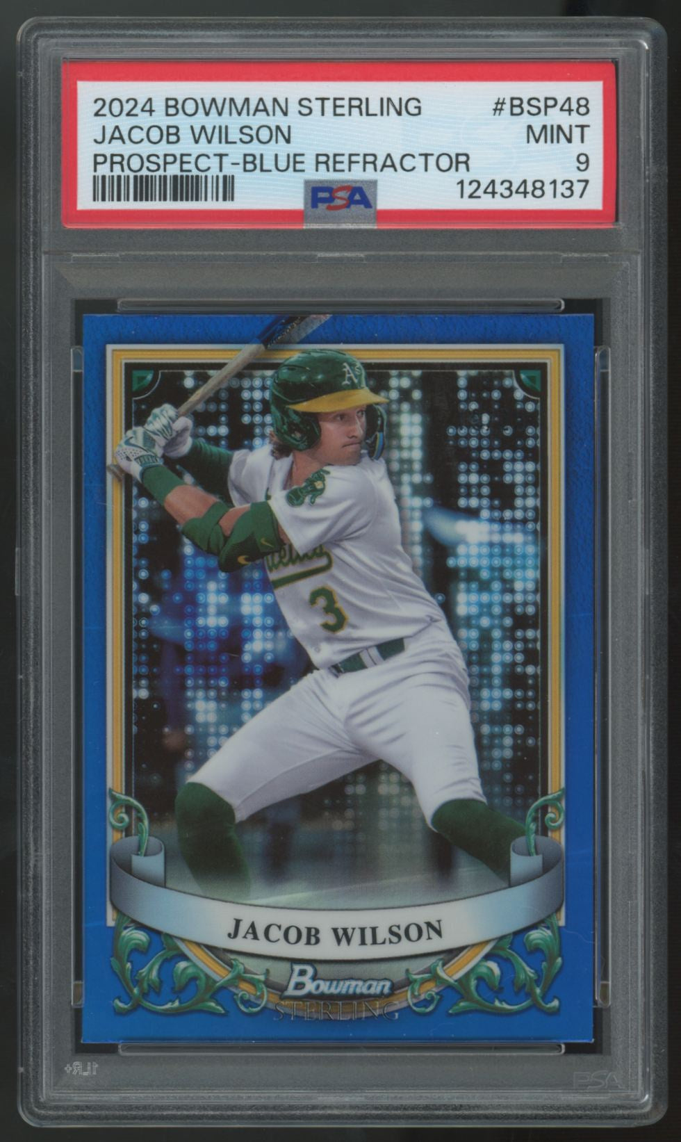2024 Bowman Sterling Jacob Wilson Prospect Blue Refractor /25 #BSP-48 PSA 9
