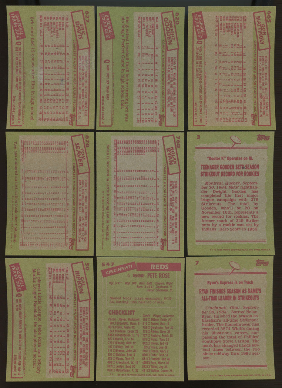 1985 Topps Baseball Complete Set (792) NM-MT Clemens Puckett McGwire RC