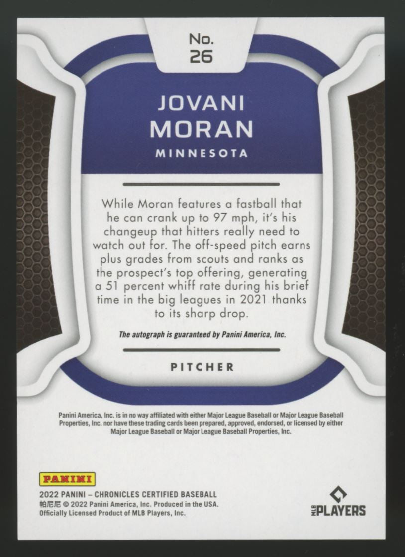 2022 Chronicles Certified Jovani Moran RC Auto Black Mirror 1/1 #26