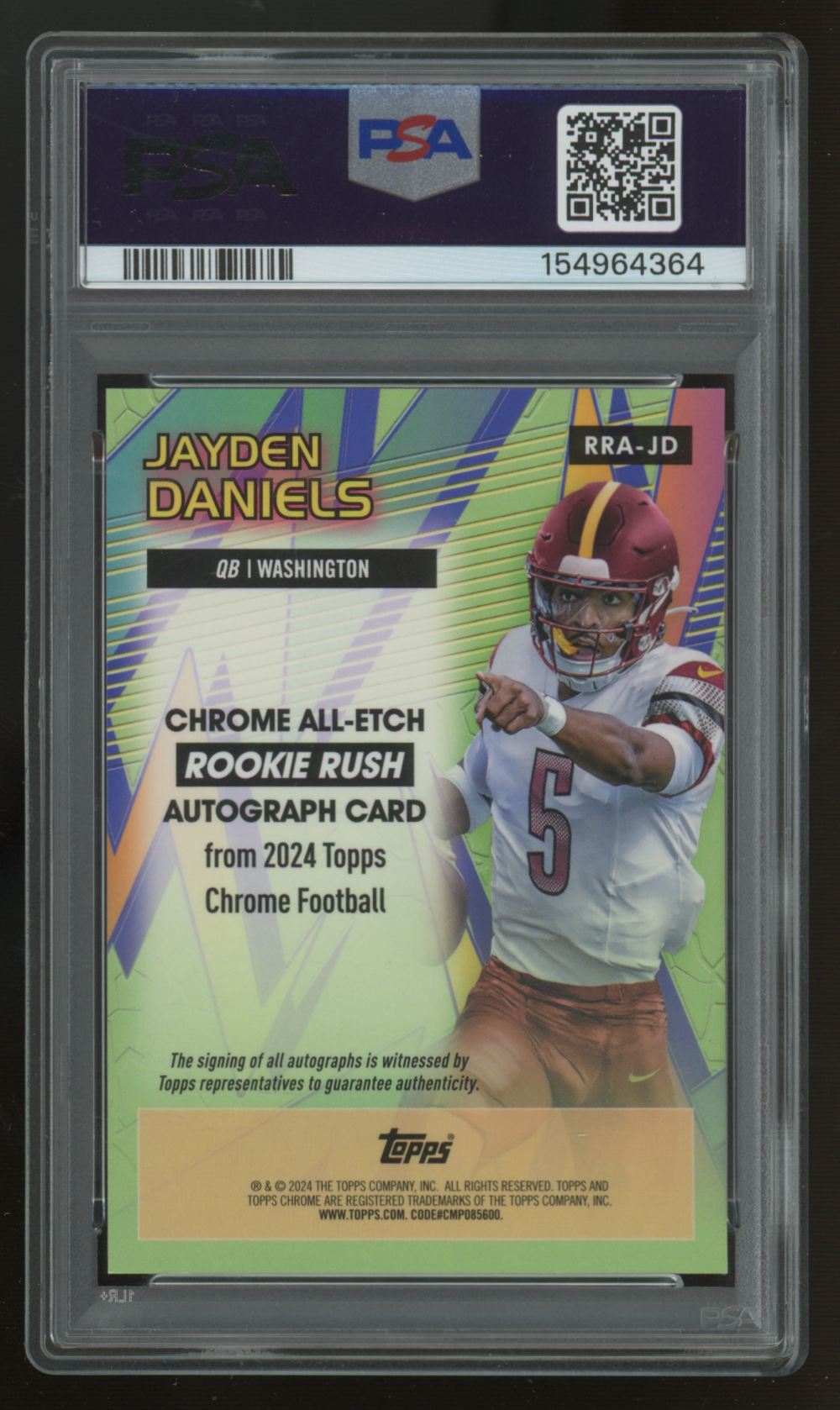 2024 Topps Chrome Jayden Daniels RC All-Etch Rookie Rush Auto /199 PSA 10