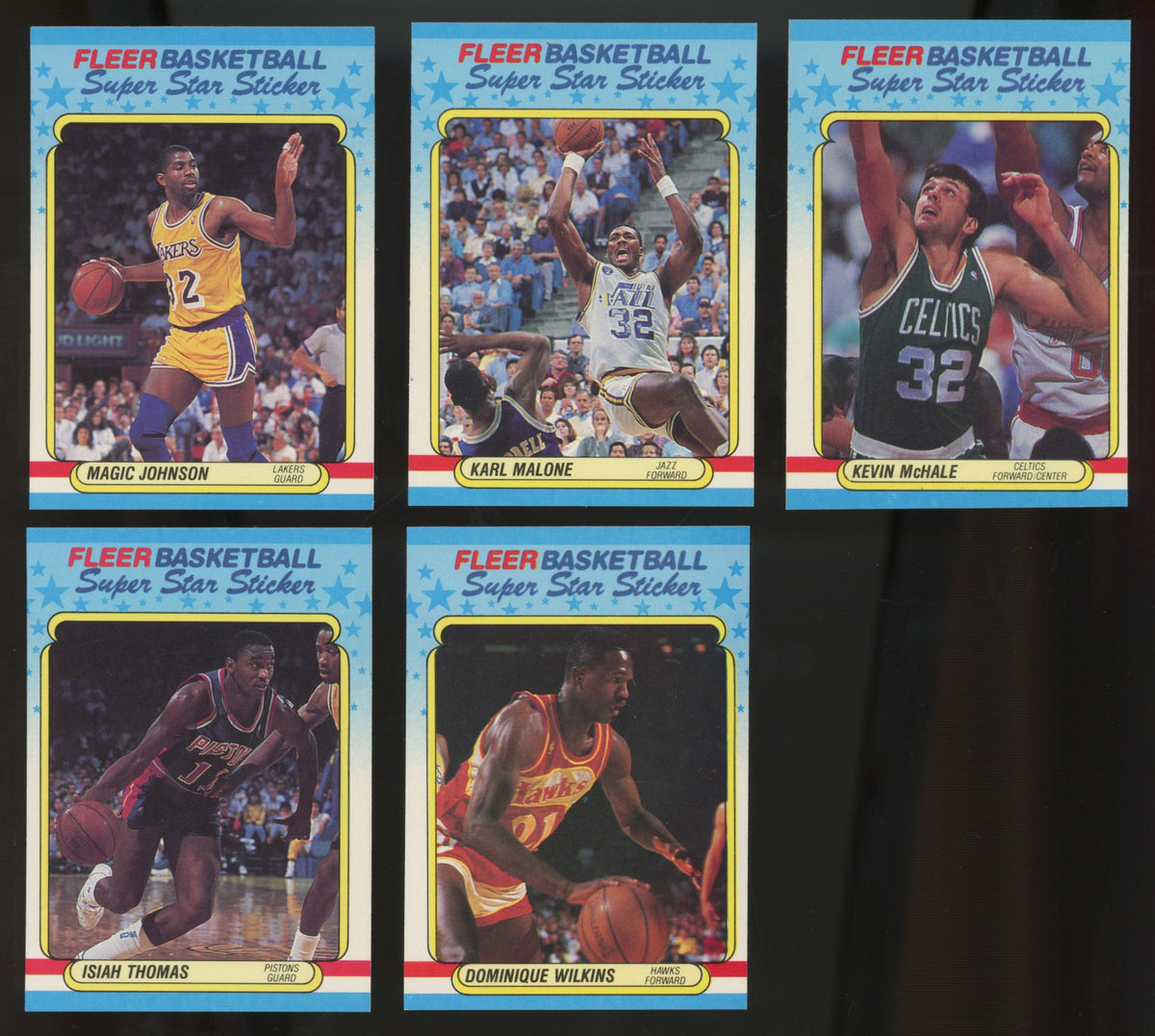 1988-89 Fleer Basketball Stickers Complete Set (11/11) NM
