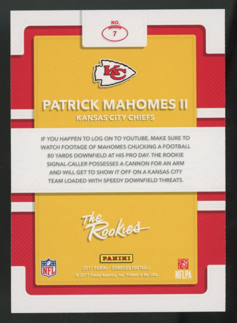 2017 Panini Donruss Patrick Mahomes II RC The Rookies #7