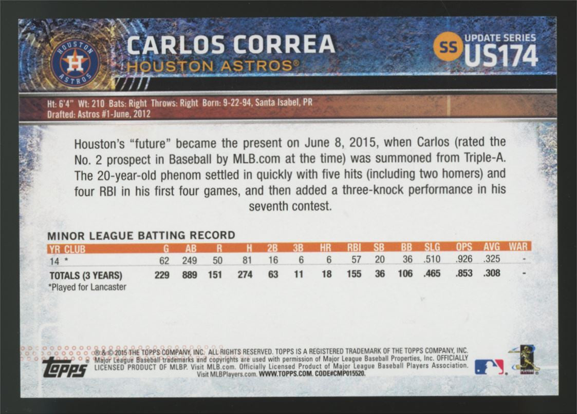 2015 Topps Update Baseball Complete Set (400) NM-MT