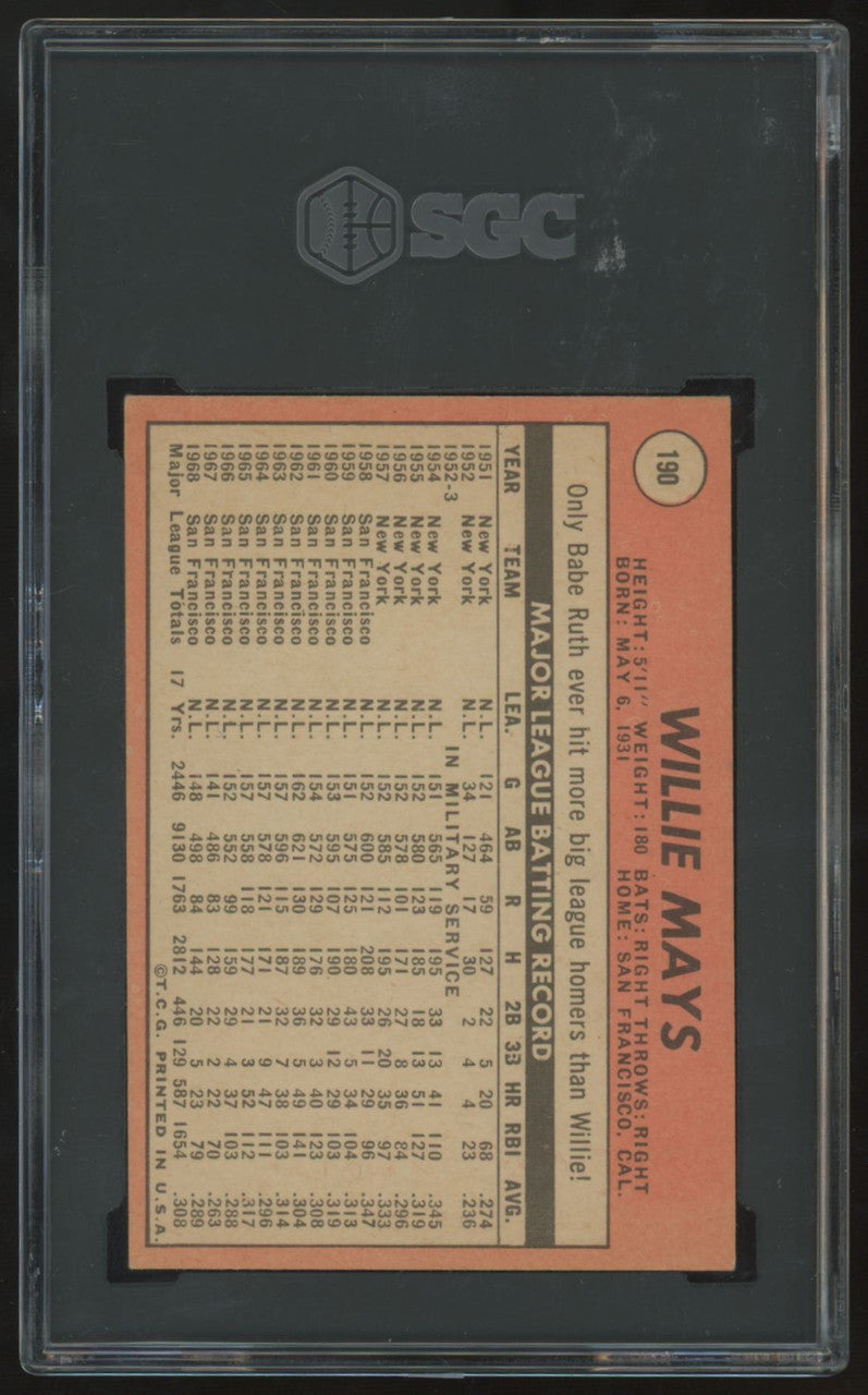 1969 Topps Willie Mays #190 SGC 5