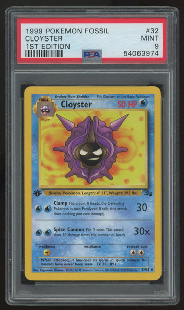 1999 Pokemon Cloyster 1st Edition Fossil #32 PSA 9