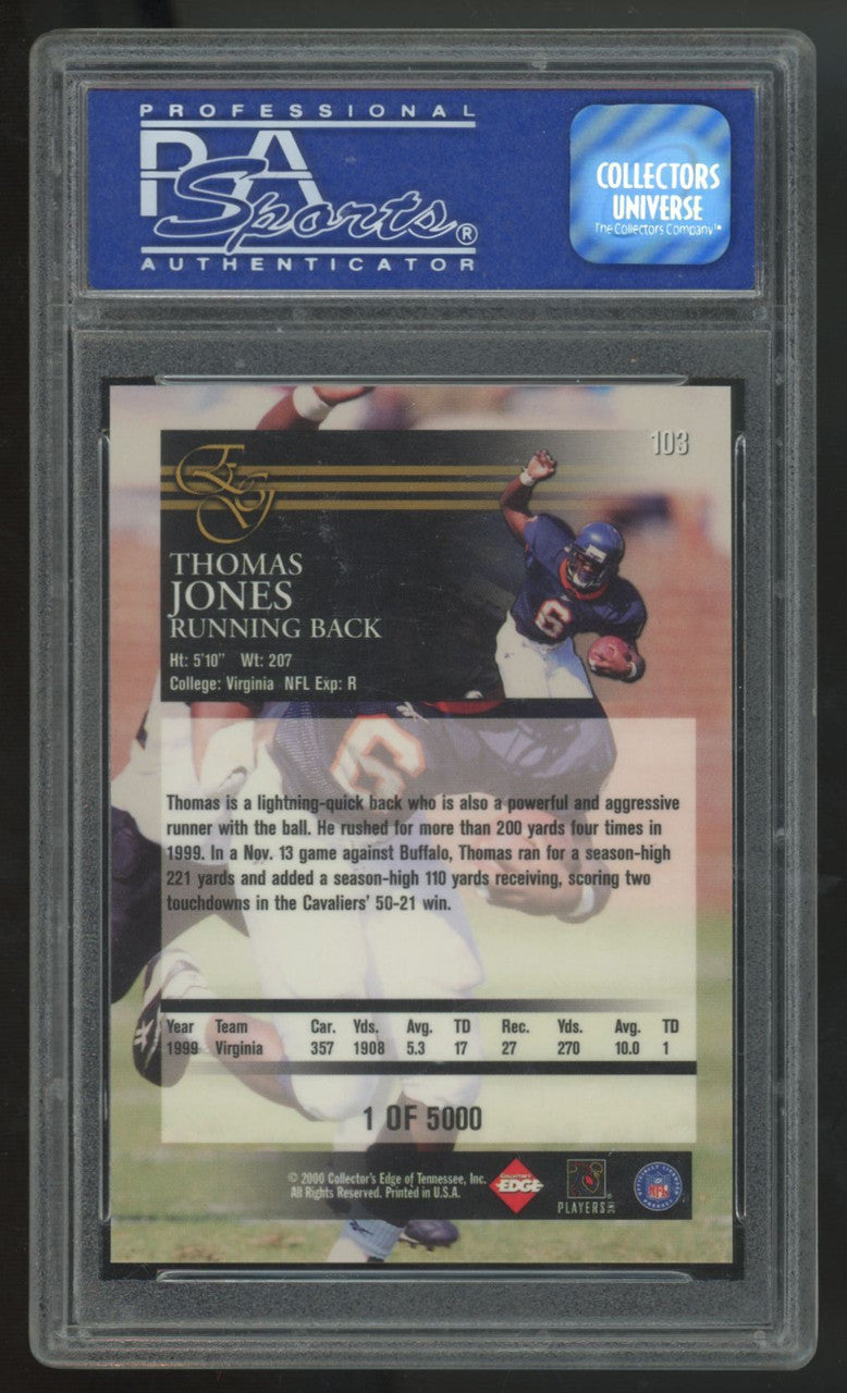 2000 Collector's Edge Graded Thomas Jones RC Uncirculated /5000 #103 PSA 9