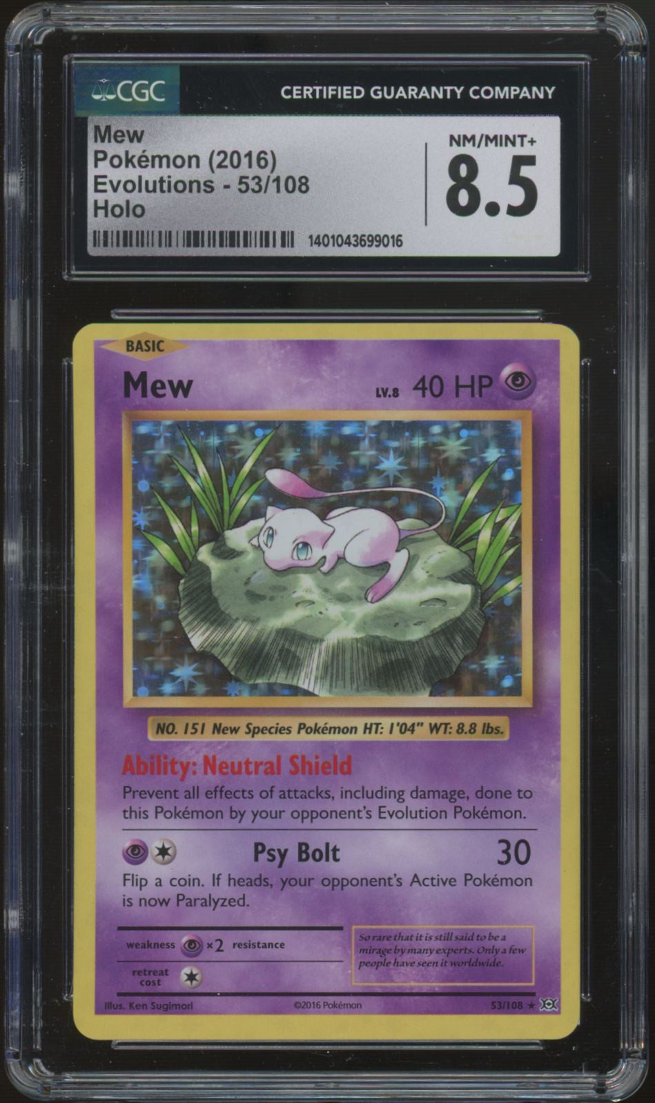 2016 Pokemon Mew Evolutions Reverse Holo #53 CGC 8.5 (B)