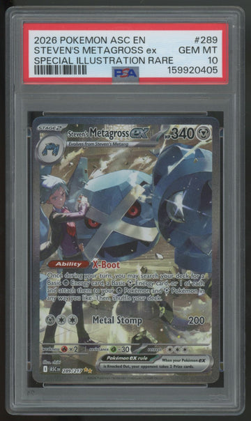 2026 Pokemon Steven's Metagross ex Ascended Heroes SIR #289 PSA 10
