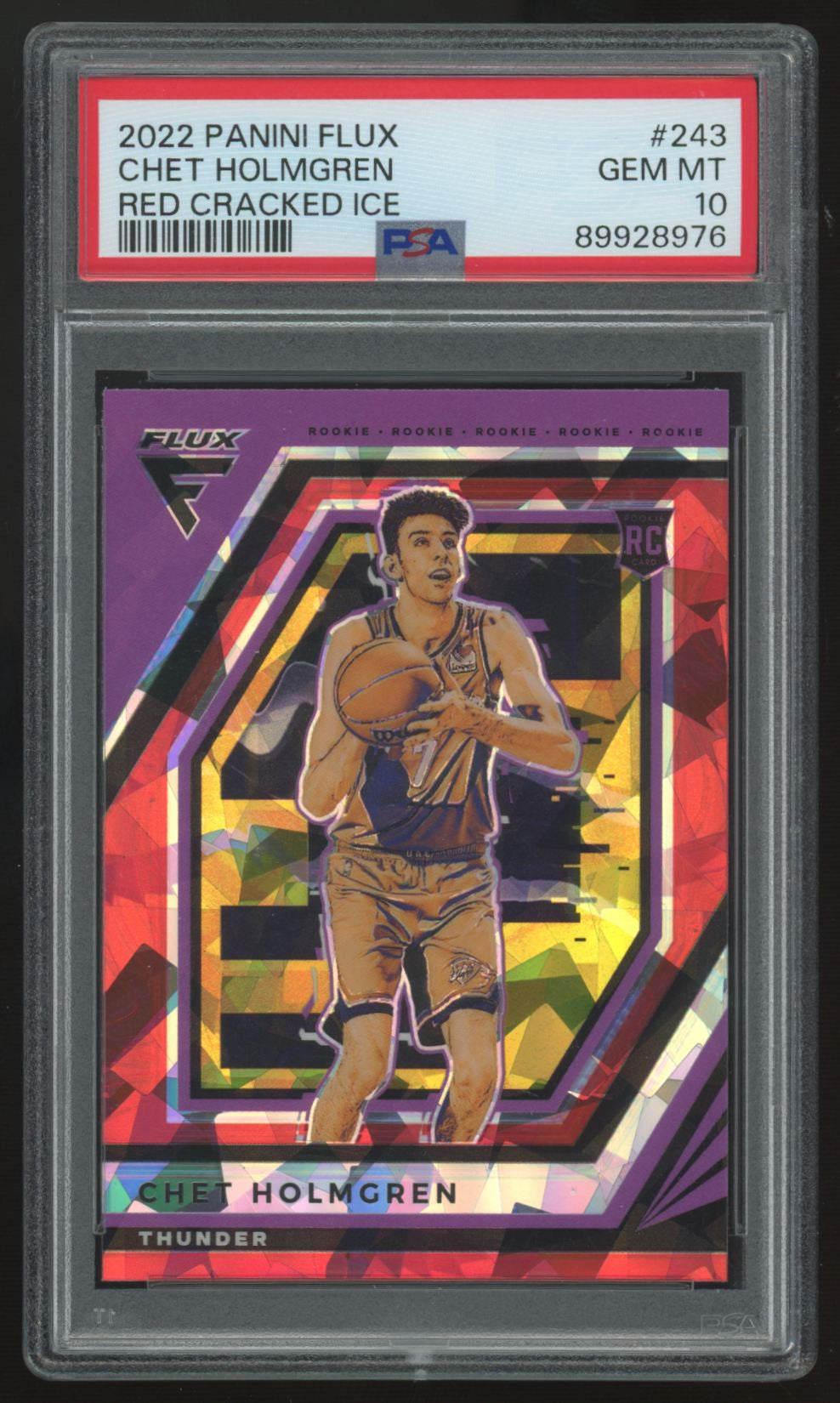 2022-23 Panini Flux Chet Holmgren RC Red Cracked Ice #243 PSA 10