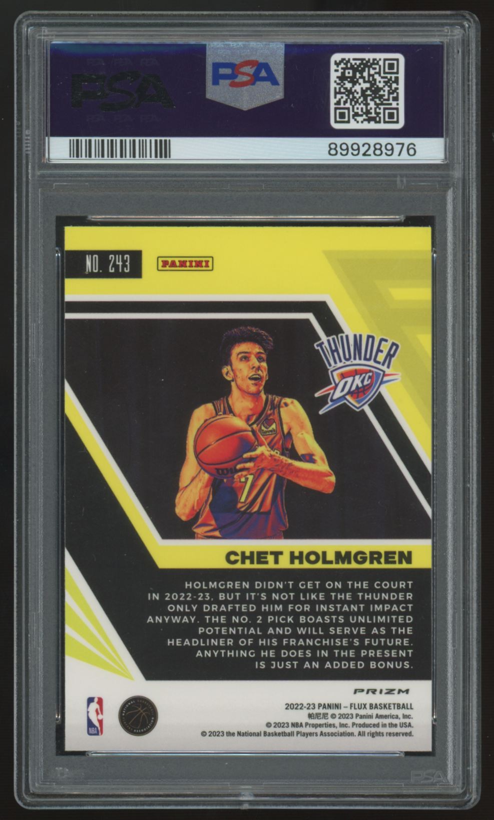 2022-23 Panini Flux Chet Holmgren RC Red Cracked Ice #243 PSA 10