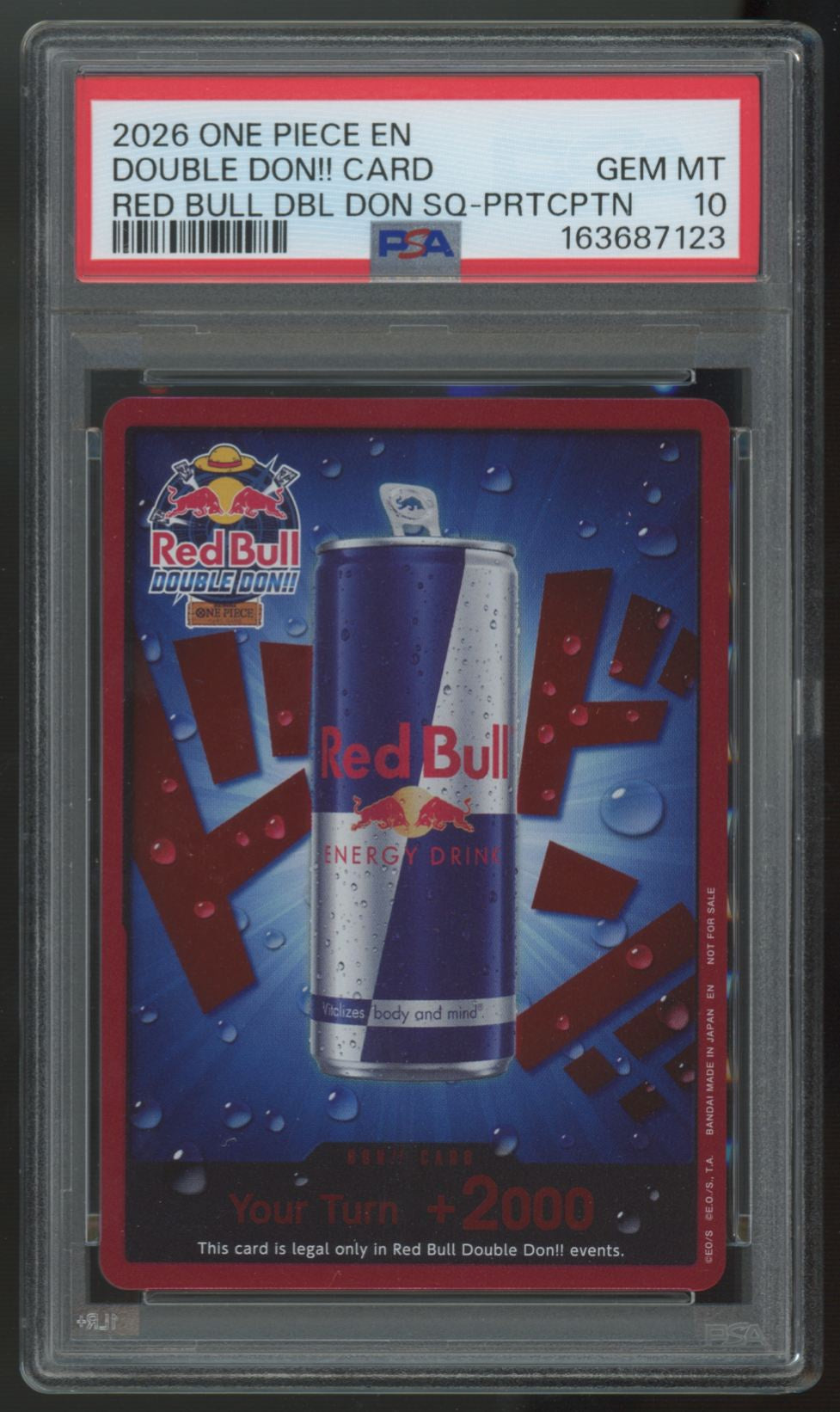 2026 One Piece Red Bull Double Don Card Participation Promo PSA 10 (B)