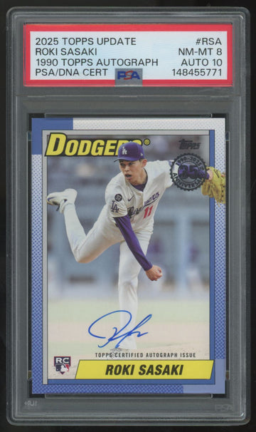 2025 Topps Update Roki Sasaki RC 1990 Auto #90AU-RSA PSA 8 10