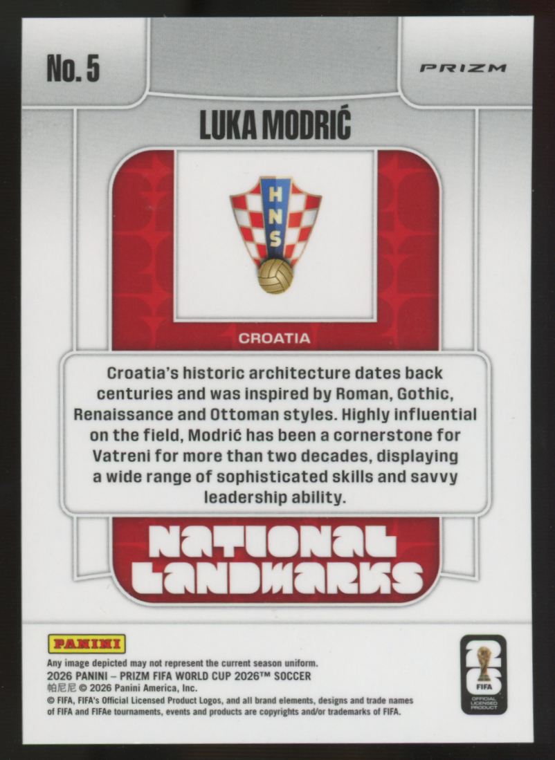 2026 Prizm FIFA World Cup Luka Modric National Landmarks SSP #5