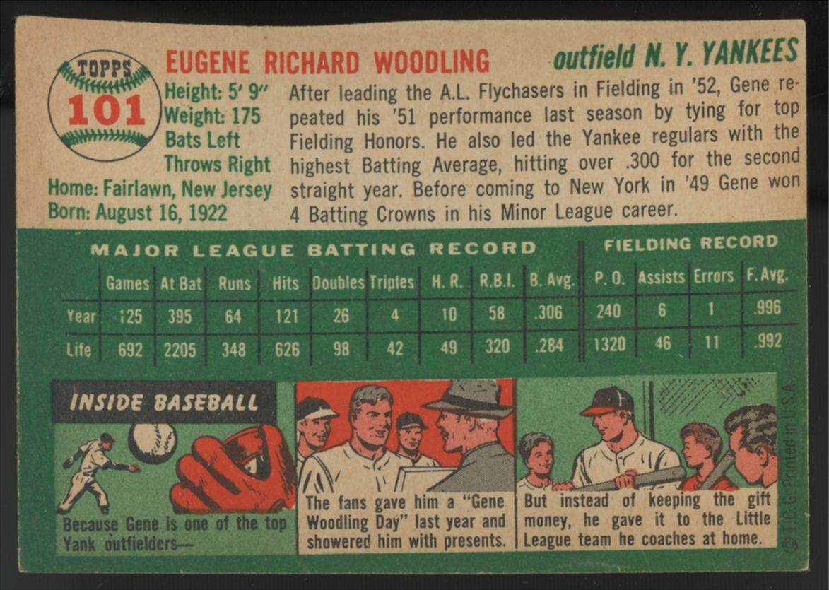 1954 Topps Gene Woodling #101 VG-EX