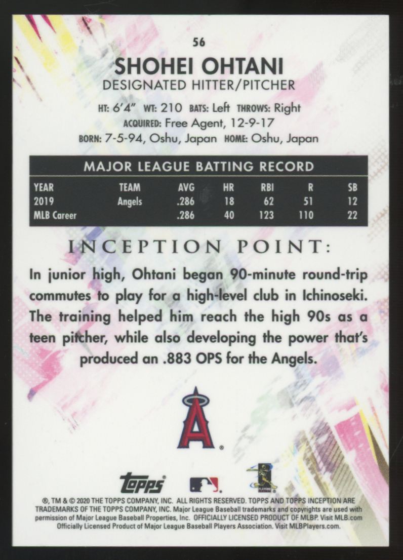 2020 Topps Inception Shohei Ohtani #56