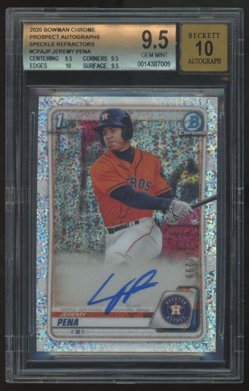 2020 Bowman Chrome Jeremy Pena 1st Prospect Speckle Auto #CPA-JP BGS 9.5 10