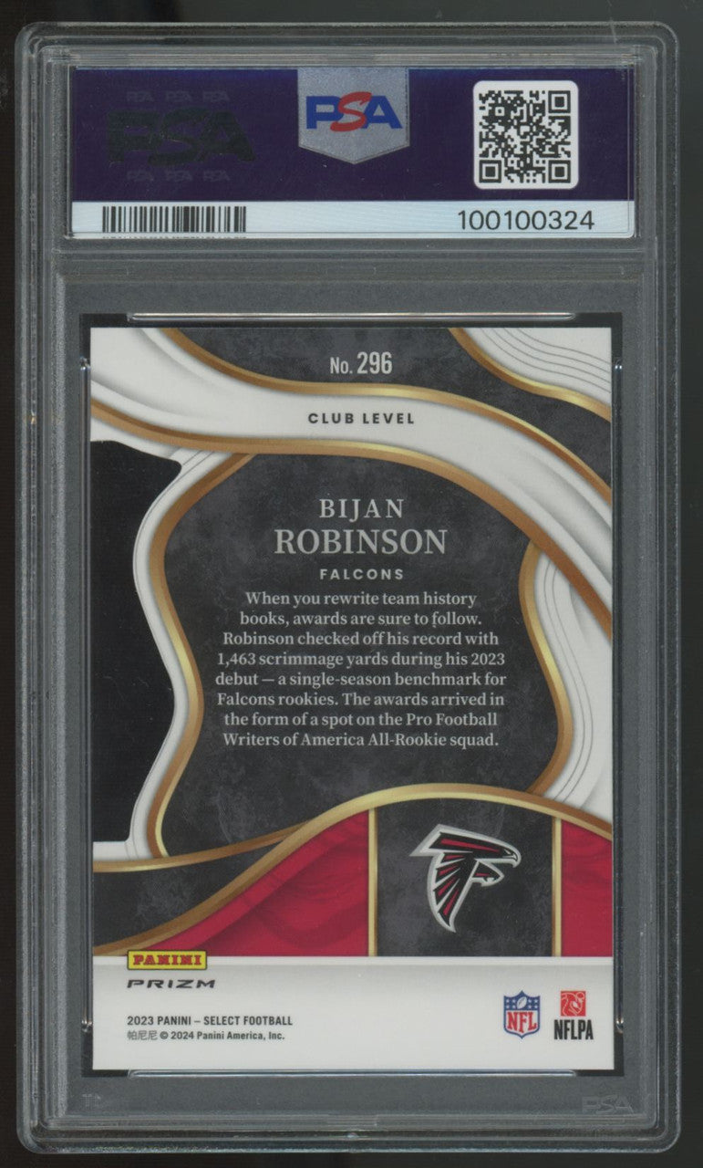 2023 Select Bijan Robinson RC Zebra Prizm Die-Cut SSP #296 PSA 10