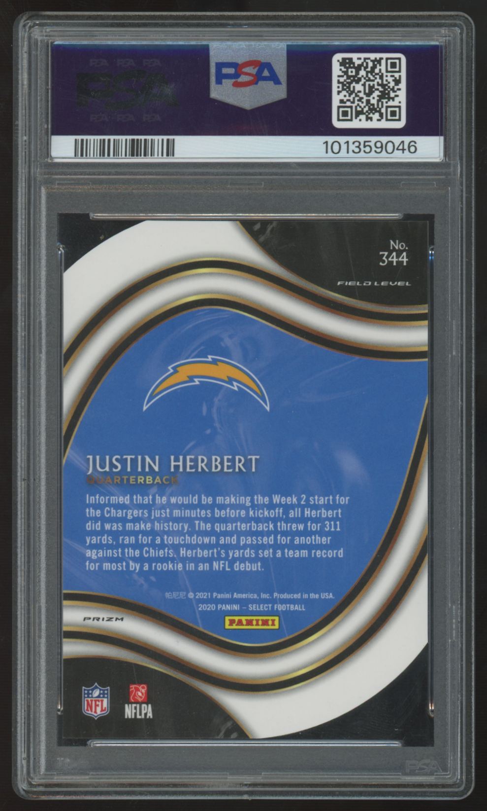 2020 Panini Select Justin Herbert RC Field Level Die-Cut Maroon #344 PSA 10