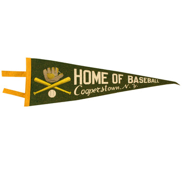 Home of Baseball Cooperstown, NY Vintage Green Pennant EX/MT Condition