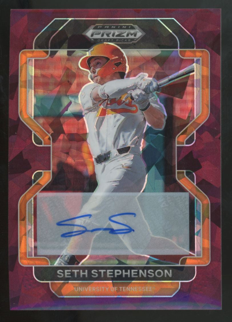 2022 Panini Prizm Draft Seth Stephenson Burgundy Cracked Ice Auto /12 #PDP207