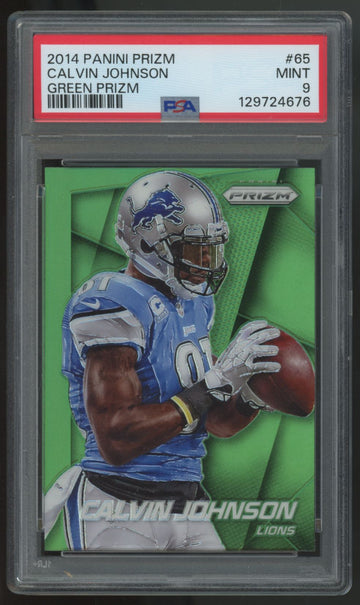 2014 Panini Prizm Calvin Johnson Green #65 PSA 9