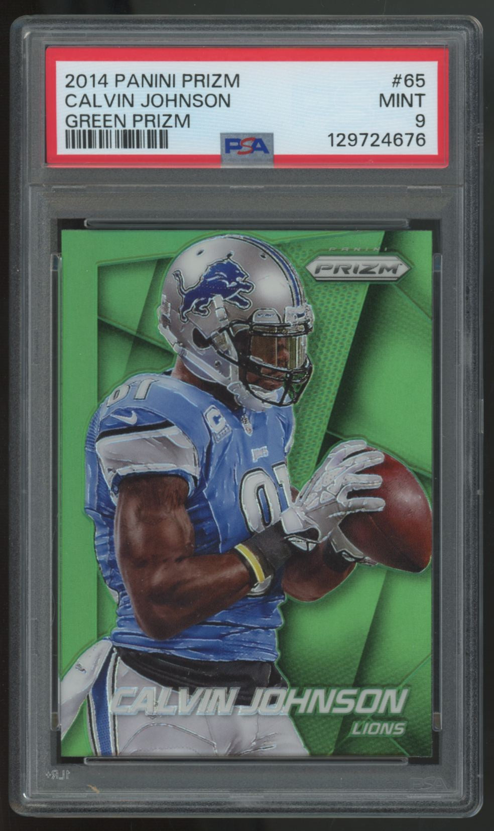 2014 Panini Prizm Calvin Johnson Green #65 PSA 9