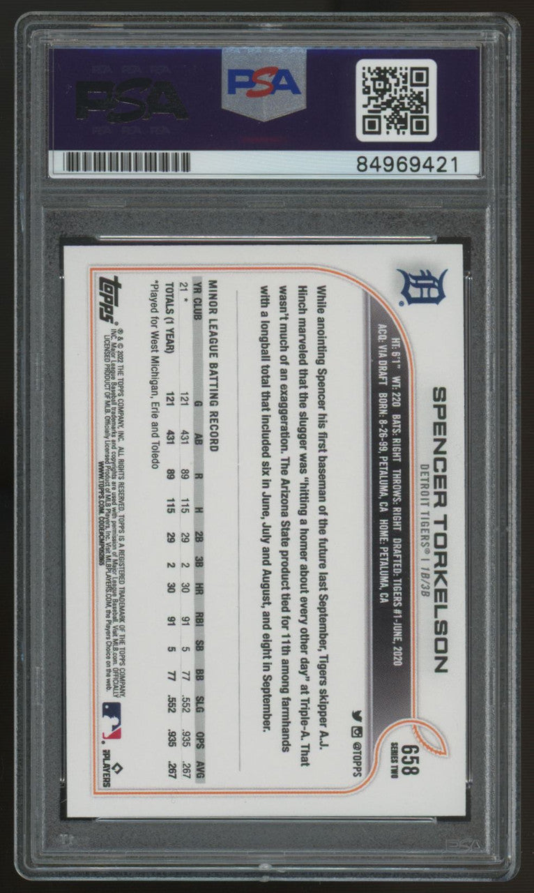 2022 Topps Baseball Spencer Torkelson RC #658 Signed Auto PSA/DNA